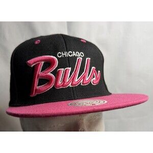 Chicago Bulls Mitchell & Ness Pink Black Snapback Hat Cap NBA